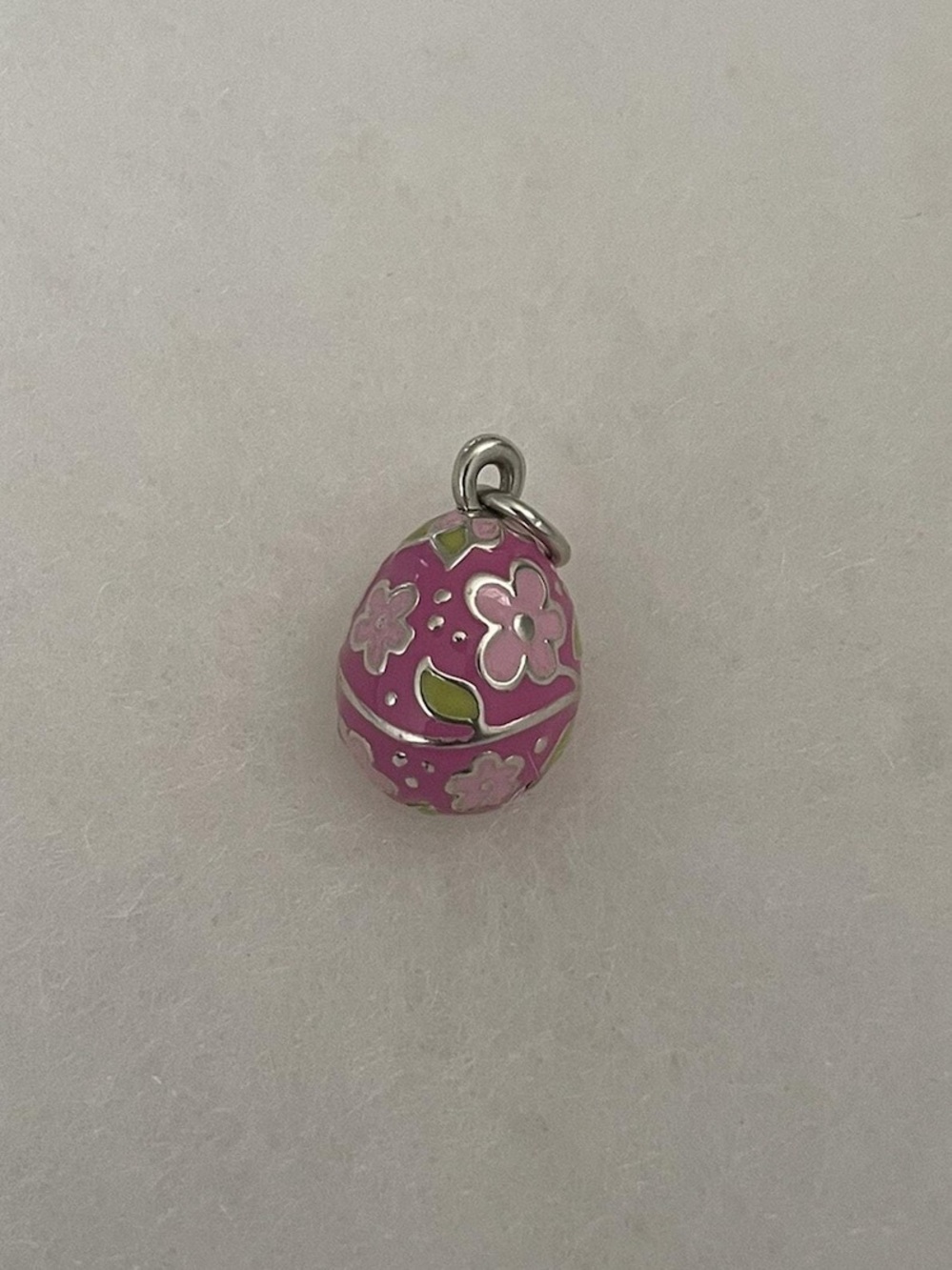 James Avery Retired Silver and Pink Enamel Easter Egg Charm for Bracelet NWOT